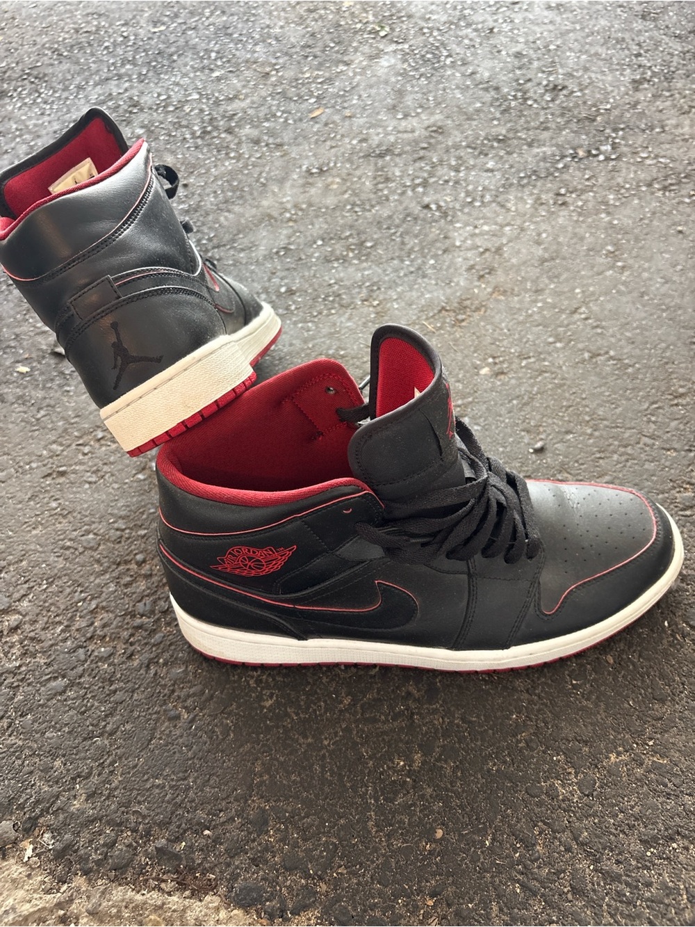 Nike Air Jordan 1 High Black with Red Accent Men's Sneakers